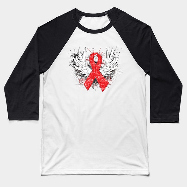 Winged Red Ribbon - World AIDS Day Baseball T-Shirt by wheedesign